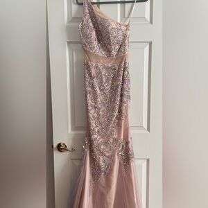 Terani Couture Blush Pink Embellished Dress
